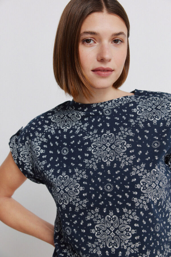 Springfield Folded sleeve T-shirt blue