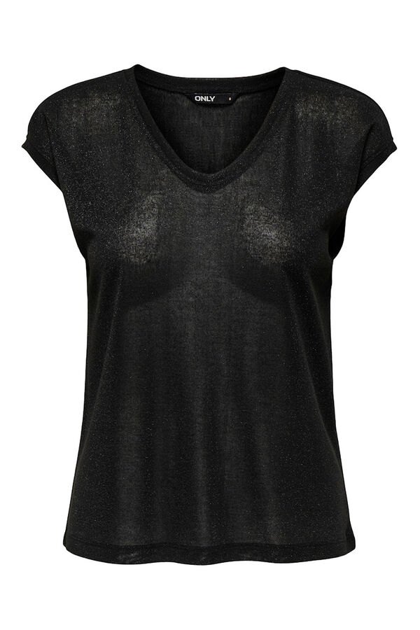 Only Camiseta manga corta de lurex negro
