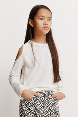 Springfield Kids Majica dugih rukava za devojčice sa nitnama otkrivenih ramena Bež