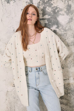 Springfield Oversize recycled polyester cardigan with appliques natural