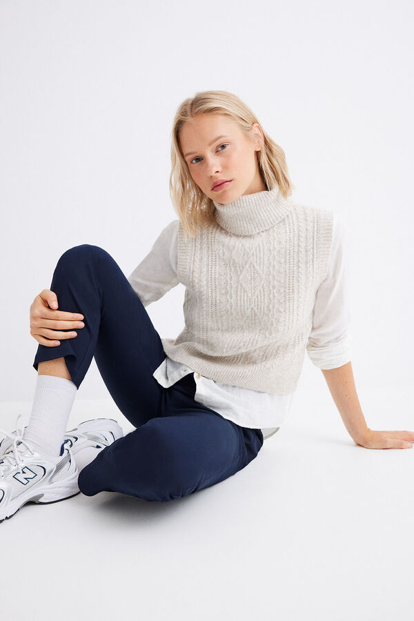 Springfield Chaleco punto cable knit arena