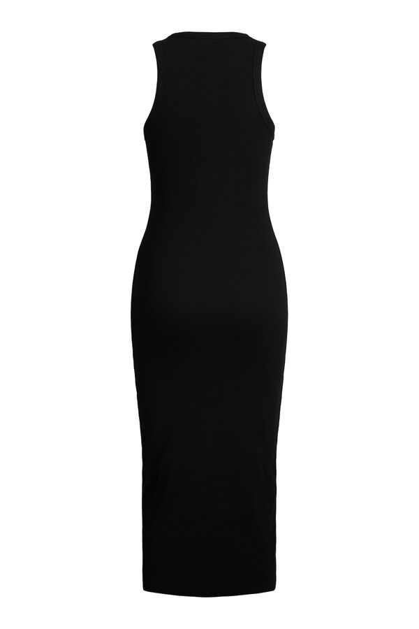 Springfield Ribbed midi dress with straps black