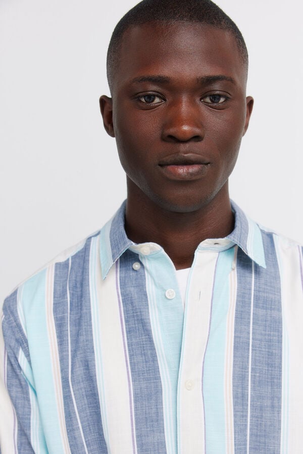 Springfield Striped cotton shirt blue