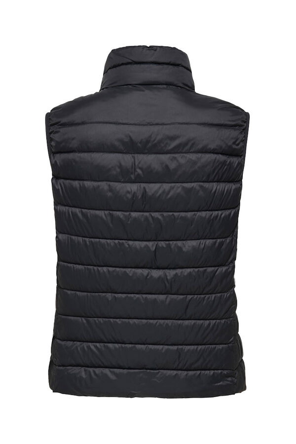 Only Colete acolchoado fecho-&eacute;clair preto