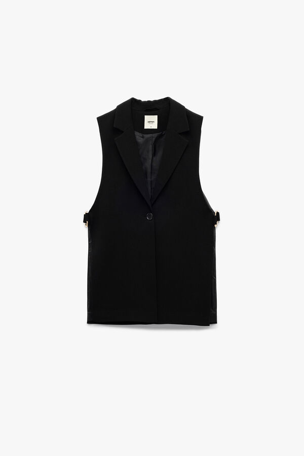 Koton Chaleco largo con cintur&oacute;n negro