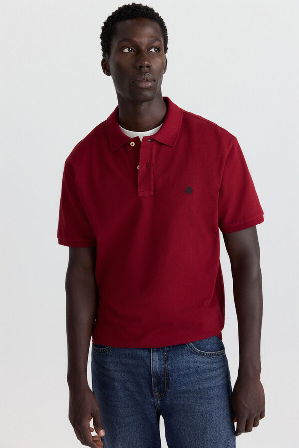 Springfield Piqu&eacute; basic regular fit polo shirt burgundy