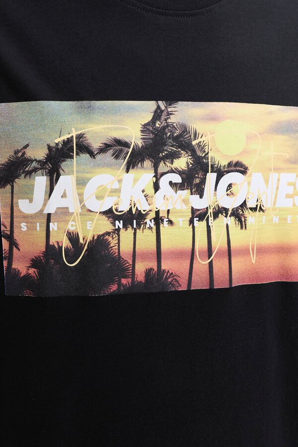 Jack & Jones T-shirt em algod&atilde;o estampada preto