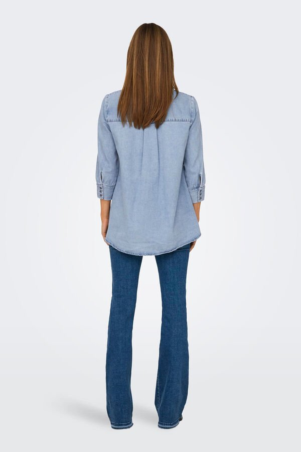 Springfield Camisa jeans folhos bleuté