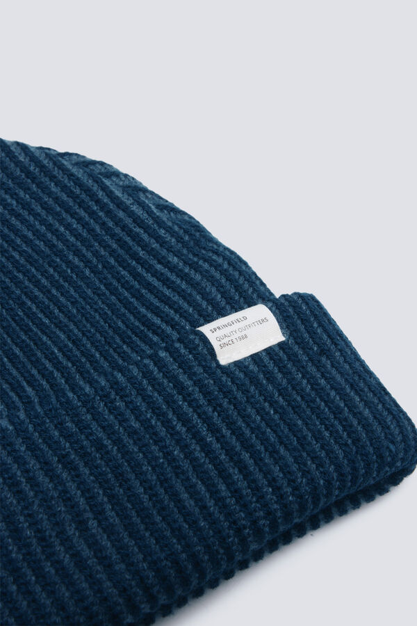 Springfield beanie ribbed beanie hat blue