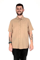 Springfield Short-sleeved shirt with pocket smeđa