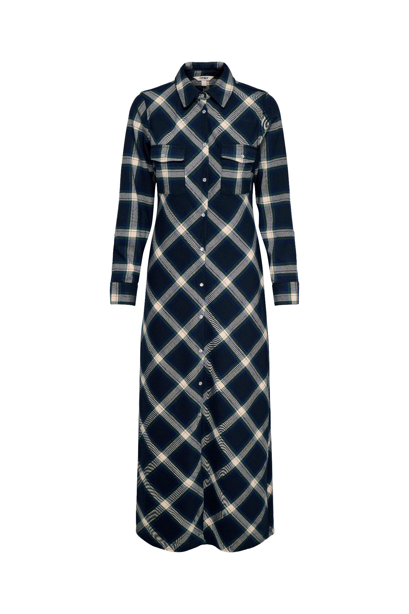 Only Kariertes langes Hemdblusenkleid