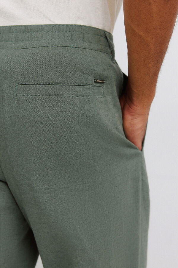 Springfield Linen straight fit trousers beige