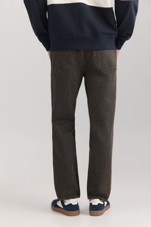Springfield Grey-brown washed straight fit jeans nude