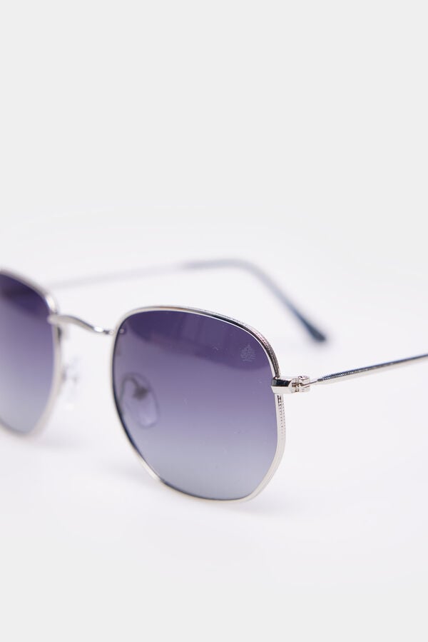 Springfield Sonnenbrille aus Metall, hexagonale Form grau