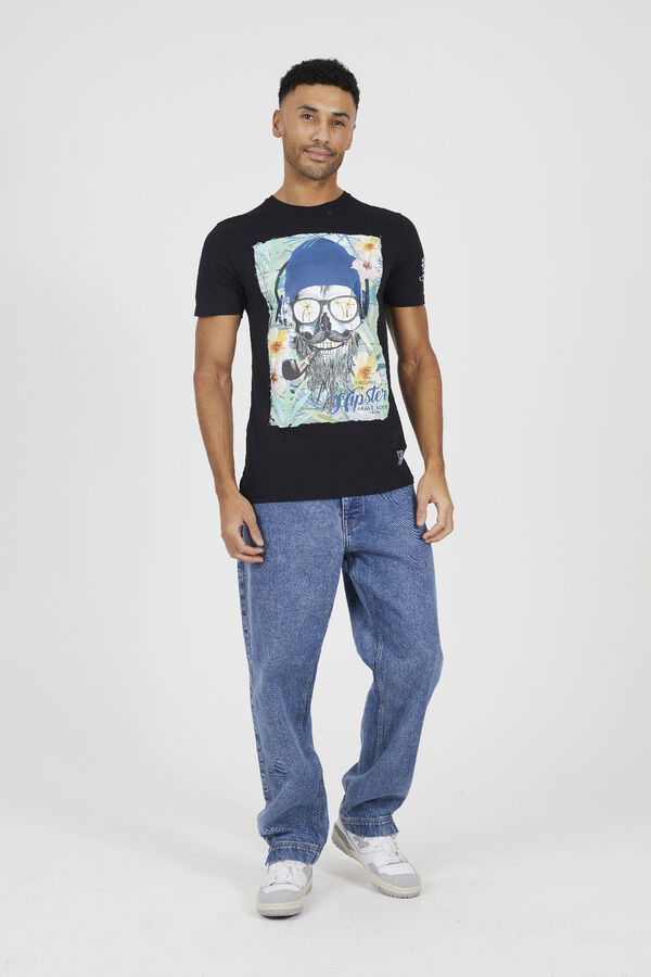 Brave Soul T-shirt caveira de manga curta preto