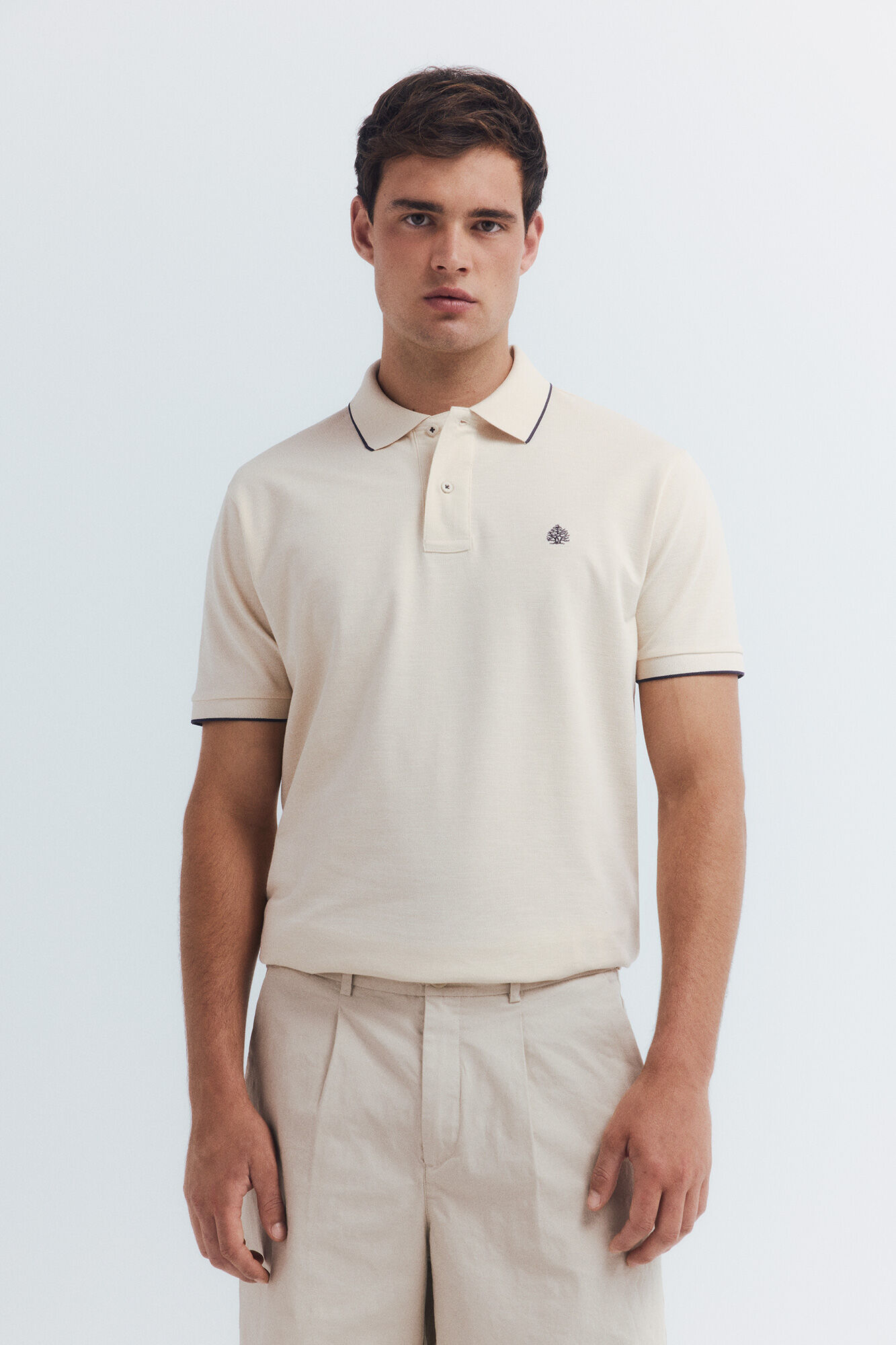 Springfield Fancy piqu&eacute; polo shirt with regular fit tipping neck