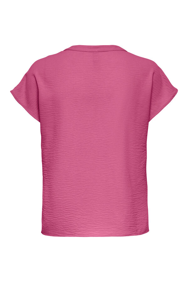JDY Blusa de linho manga curta rosa