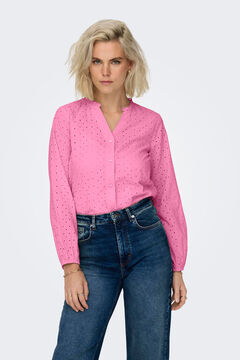 Springfield Broderie anglaise long-sleeved blouse pink
