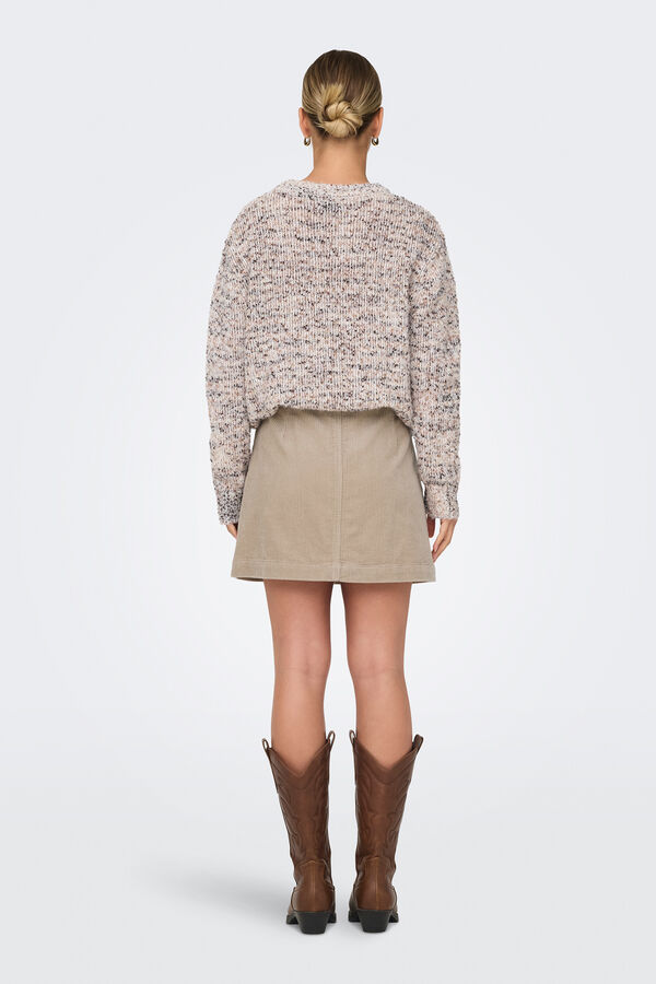 Only Saia curta de veludo cotel&ecirc; cru