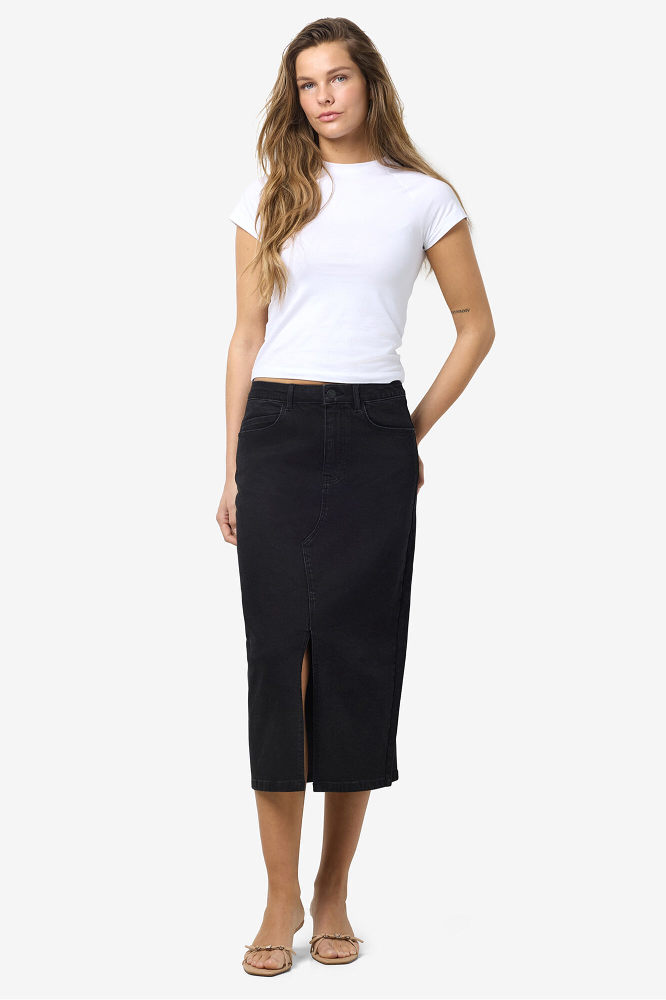 Noisy May Falda midi denim