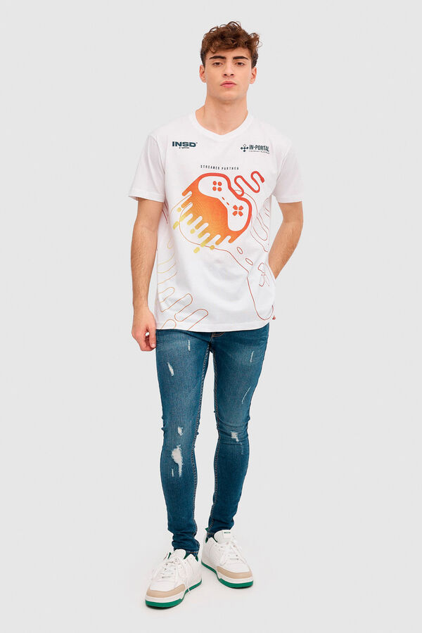 Springfield Gamer print T-shirt bijela