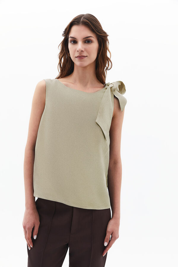 Oxxo Sleeveless bow blouse marron