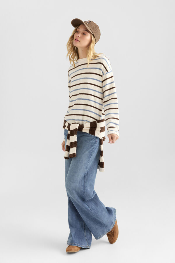 Springfield Fine striped thin jumper white