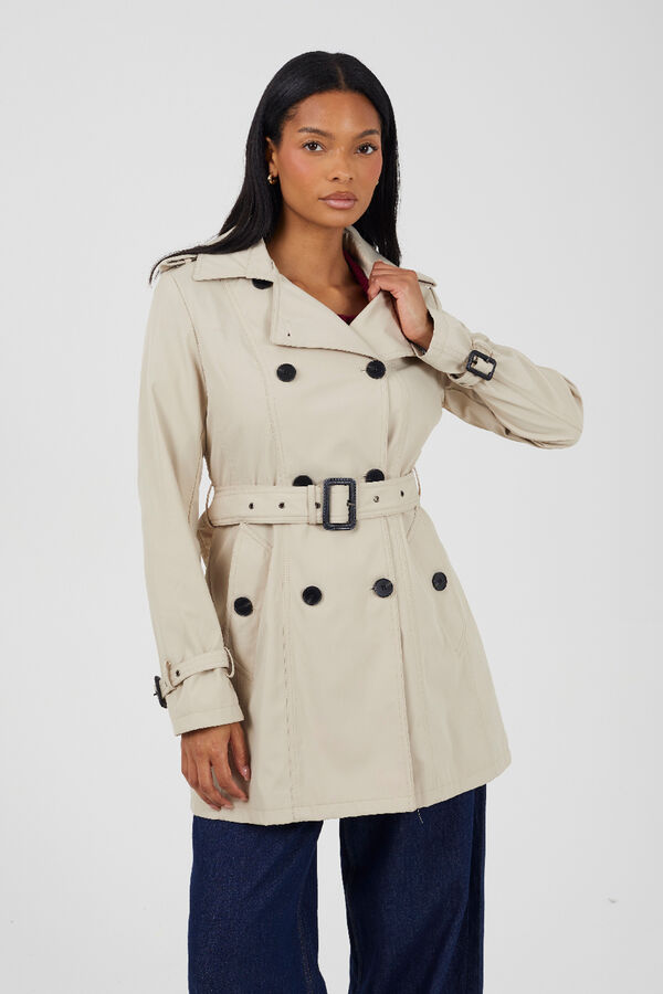 Brave Soul Trench coat with belt and buttons brown