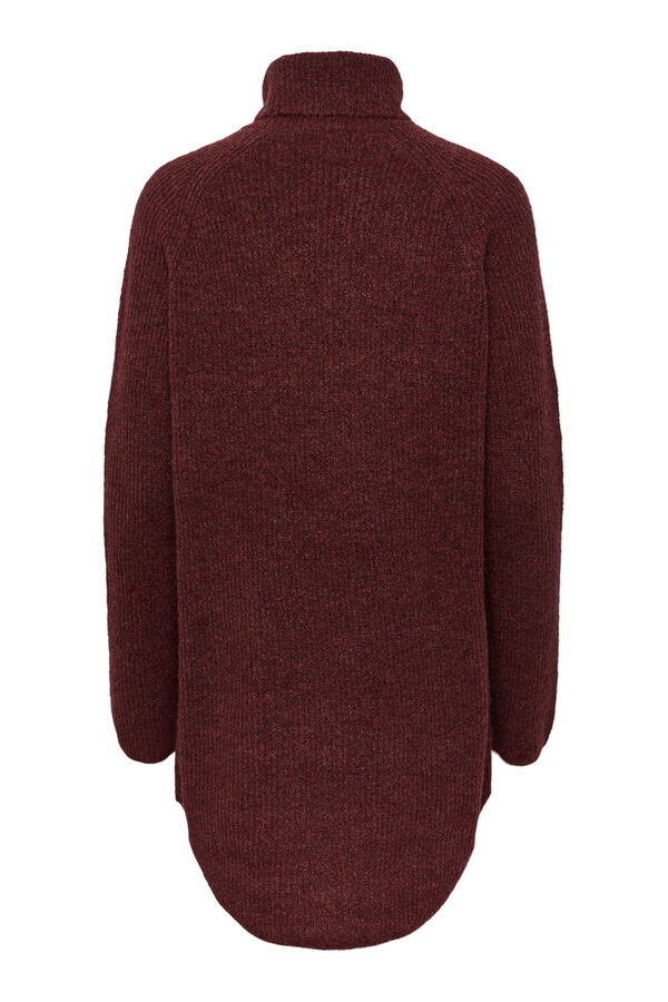 Pieces Camisola comprida gola dobrada vermelho