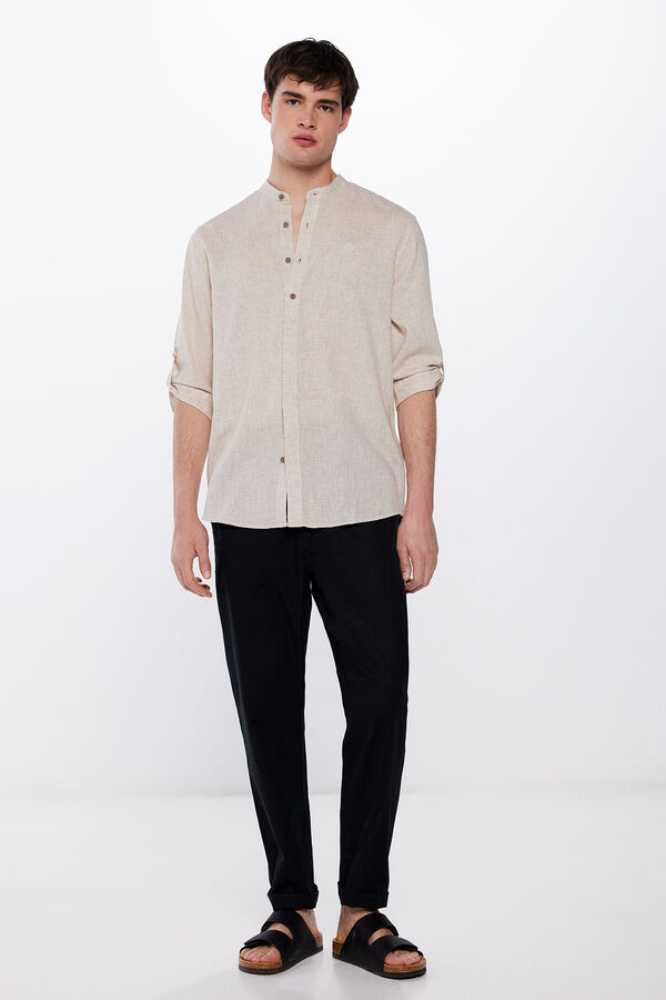 Springfield Lightweight textured shirt with 3/4 sleeves natural
