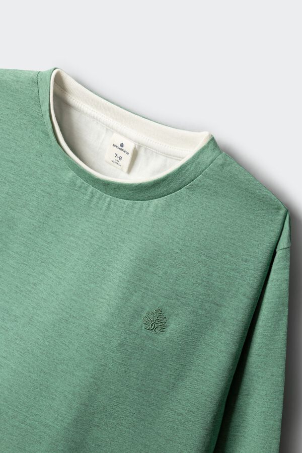 Springfield Kids Camiseta manga larga b&aacute;sica ni&ntilde;o verde