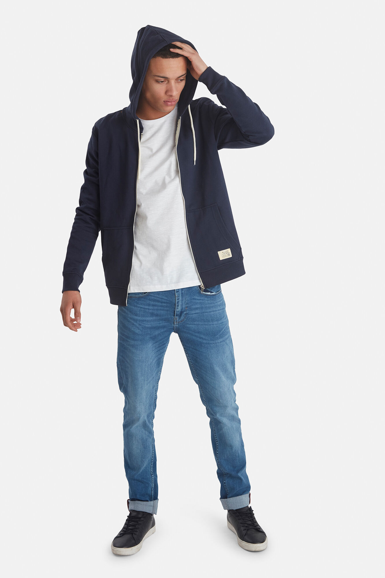 Blend Sweatshirt capuz com fecho-&eacute;clair