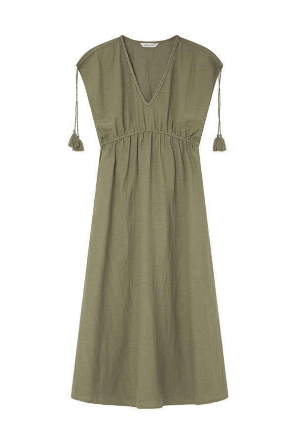 Springfield Tunikakleid Midi Baumwolle Leinen mit Print