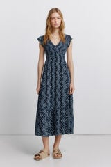 Springfield Border print midi dress blue