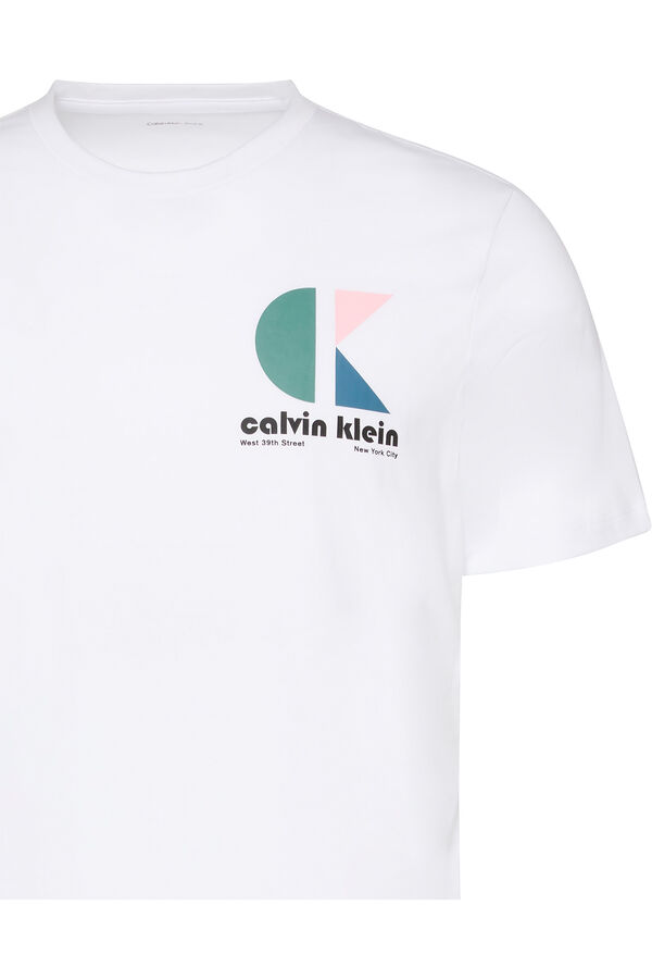 Calvin Klein short sleeve t-shirt with Bauhaus logo.  white