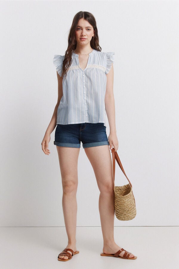Springfield Romantic pleated blouse blue