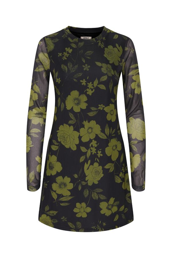 Only Vestido curto semitransparente verde