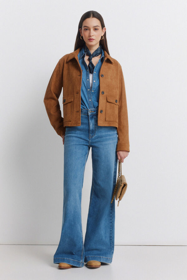 Springfield Suede jacket with pockets mink