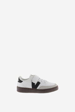 Springfield  leather effect sneakers with split leather toe and adhesive strap white