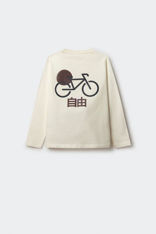 Springfield Kids Camisa de manga comprida de bicicleta japonesa para meninos bege