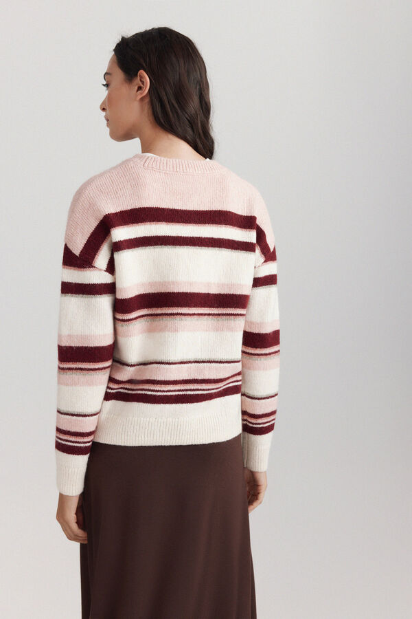 Springfield Multicoloured striped knit jumper white