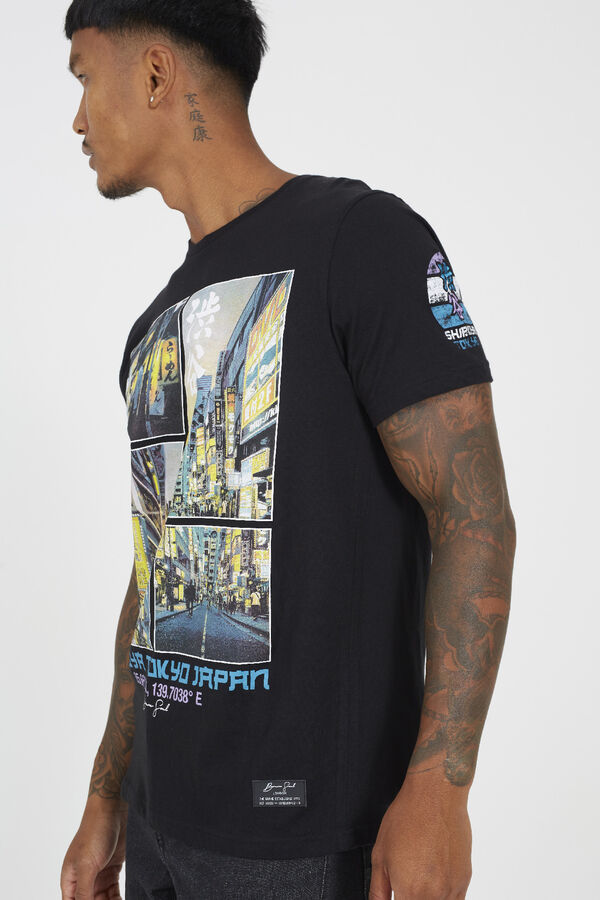 Brave Soul Camiseta manga corta estampada negro