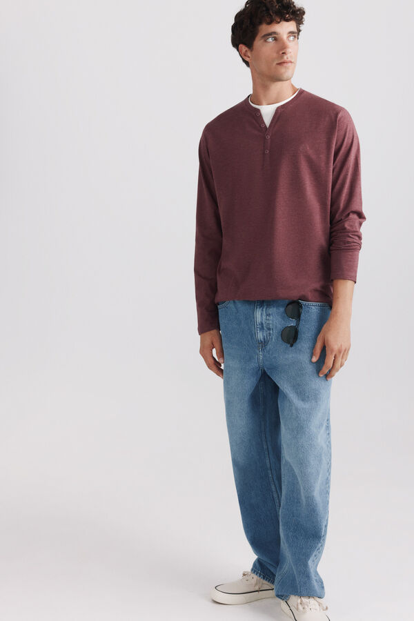 Springfield Double neck Henley long sleeve T-shirt printed