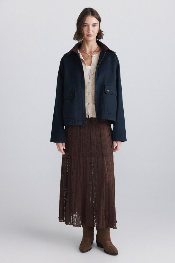 Springfield Openwork knit button jumper beige