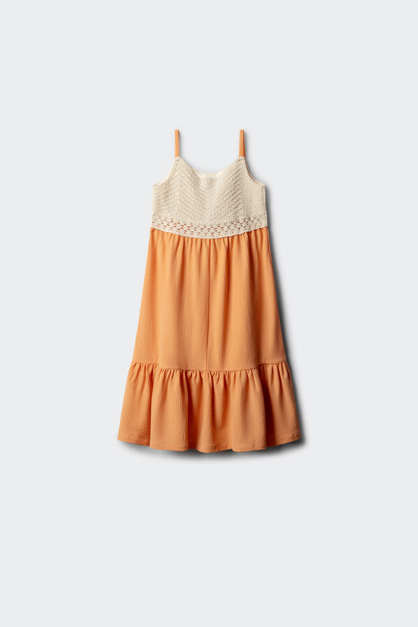 Springfield Kids Vestido detalle crochet ni&ntilde;a naranja