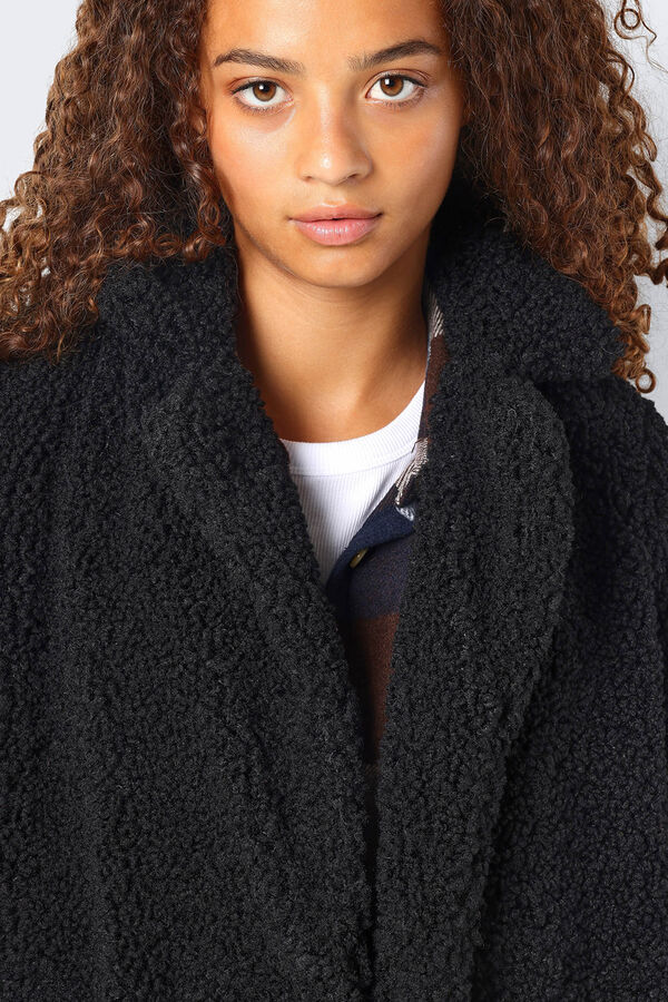 Noisy May Sobretudo comprido teddy  preto