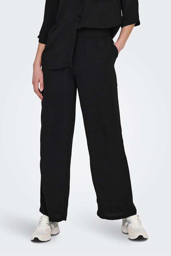 JDY Long wide trousers black