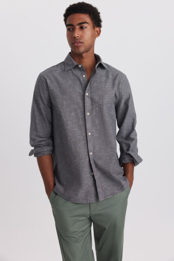 Springfield Linen-look shirt grey