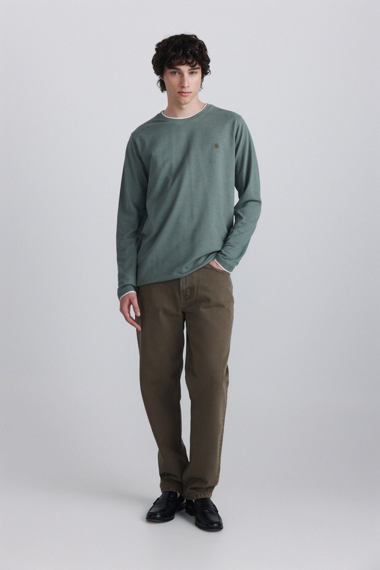 Springfield Melange double neck long sleeve T-shirt