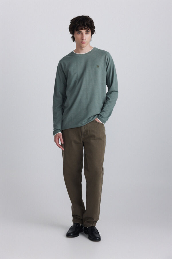 Springfield Melange double neck long sleeve T-shirt green